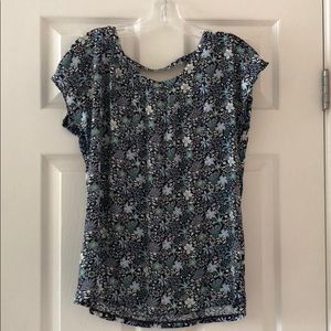 Floral Mixed Media Bar Back Blouse by LOFT